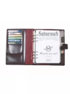 Kalendárium, gyűrűs, betétlapokkal, "L", újrahasznosított bőr, SATURNUS, "418", fekete (NKL418FK)