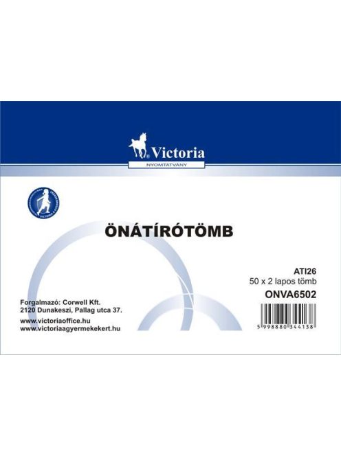 Önátírótömb, A6, 50x2 lap, VICTORIA PAPER (ONVA6502)