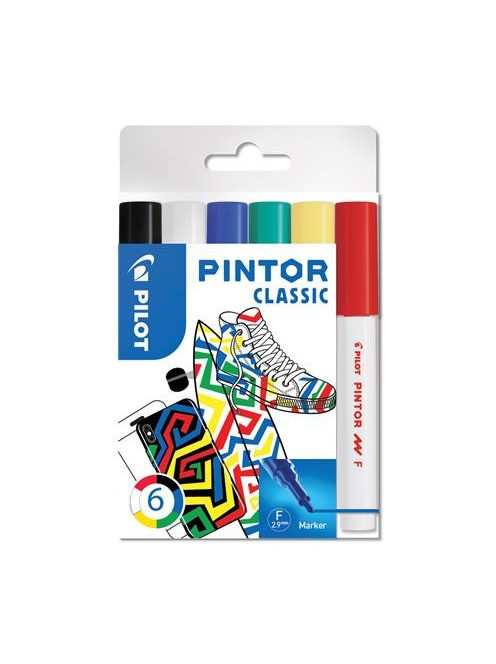 Dekormarker készlet, 1 mm, PILOT "Pintor F" 6 különböző klasszikus szín (PDMPTF6)