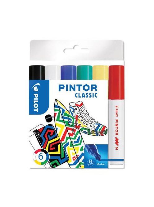 Dekormarker készlet, 1,4 mm, PILOT "Pintor M" 6 különböző klasszikus szín (PDMPTM6)