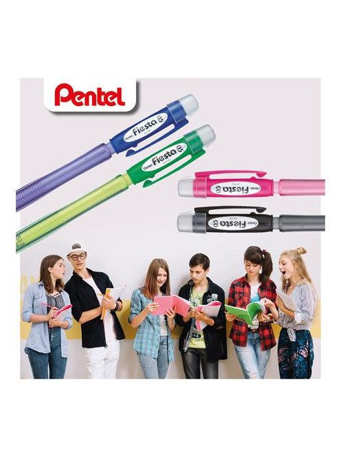 Nyomósirón, 0,5 mm, PENTEL, "Fiesta AX105-AO", fekete (PENAX105FK)