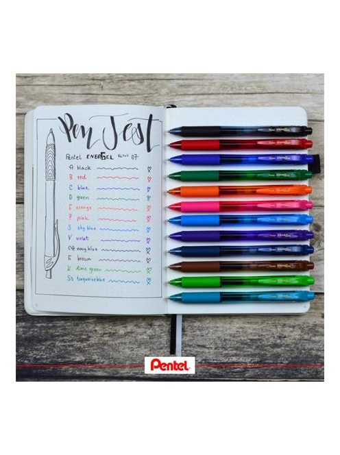 Zseléstoll, 0,35 mm, nyomógombos, PENTEL "EnerGelX BL107", barna (PENBL107BA)