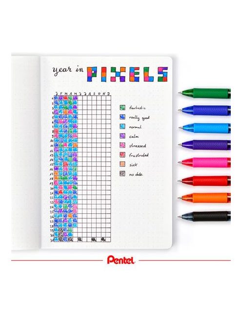 Zseléstoll, 0,35 mm, nyomógombos, PENTEL "EnerGelX BL107", rózsaszín (PENBL107R)