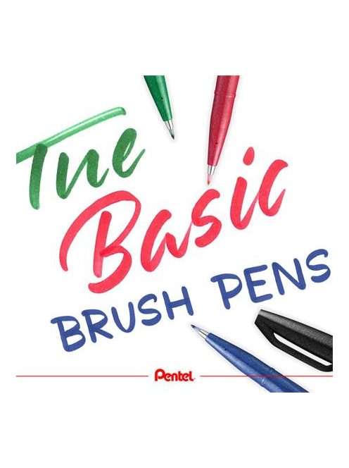Kalligrafikus ecsetirón készlet, PENTEL "Brush Sign", 4 különböző szín (PENSES154SET)