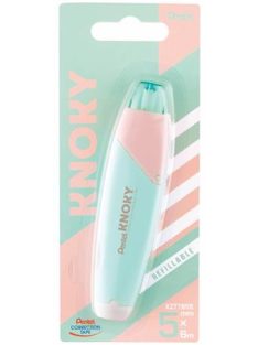   Hibajavító roller, 5 mm x 6 m,  utántölthető, PENTEL "Knoky", világoszöld-barack (PENXZTT805S)