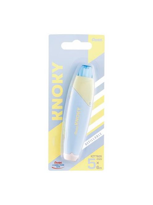 Hibajavító roller, 5 mm x 6 m, utántölthető, PENTEL "Knoky", kék-sárga (PENXZTT805V)