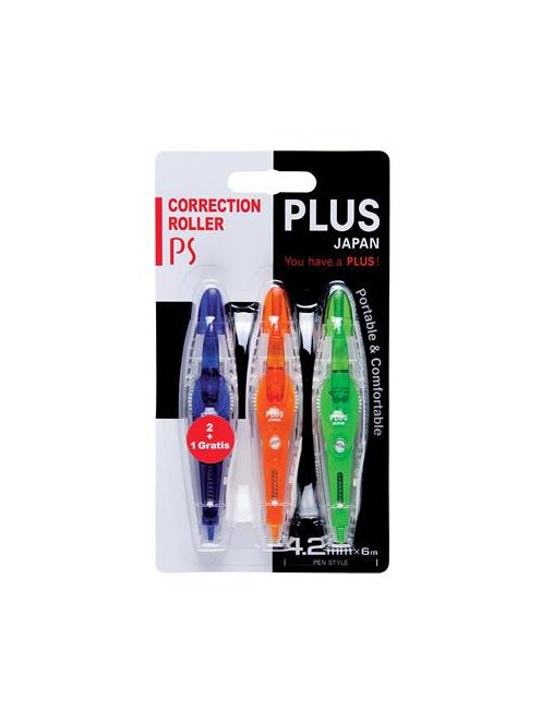 Hibajavító roller, 4,2mm x 6m, PLUS "PS", 3 különböző szín (PLUS43571)