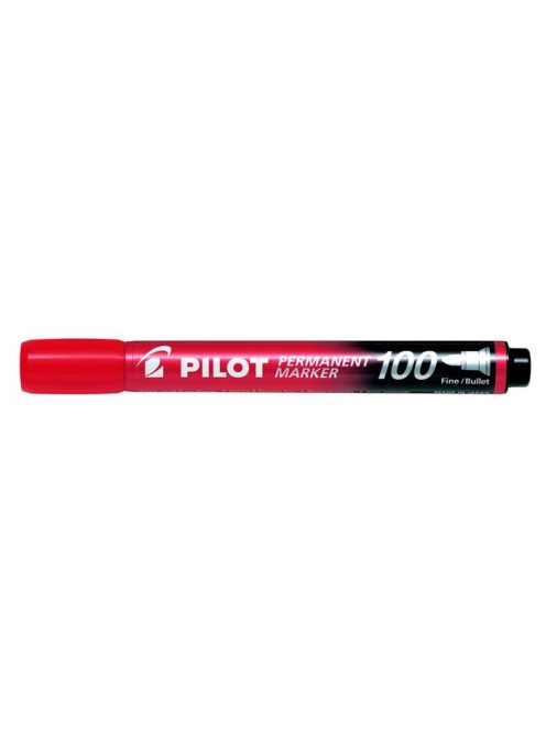 Alkoholos marker, 1 mm, kúpos, PILOT "Permanent Marker 100", piros (PPM100P)