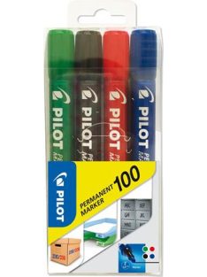   Alkoholos marker, 1 mm, kúpos, PILOT "Permanent Marker 100", 4 szín (PPM100S4)