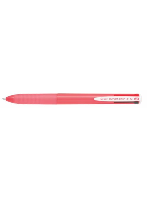Golyóstoll, 0,27 mm, nyomógombos, rózsaszín tolltest, PILOT "Super Grip G", négyszínű (PSGGNY4R)