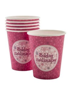   Pohár, papír, "Boldog Születésnapot", rózsaszín (PTFUN003)