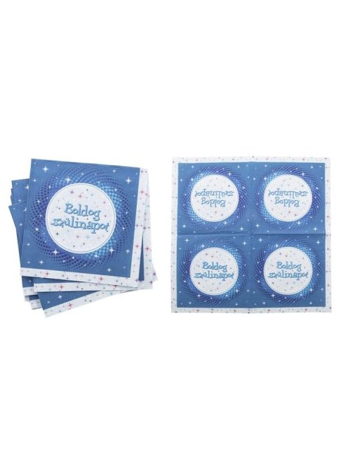 Szalvéta, 3 rétegű, 33x33 cm, "Boldog Születésnapot", kék (PTFUN005)
