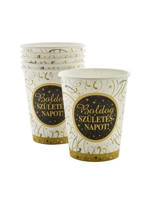 Pohár, 2,5 dl, "Boldog Születésnapot", elegáns (PTFUN007)