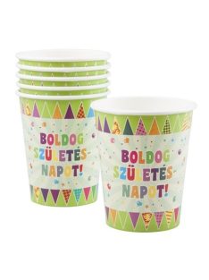   Pohár, papír, 2,5 dl, "Boldog születésnapot/Zászlós" (PTFUN046)