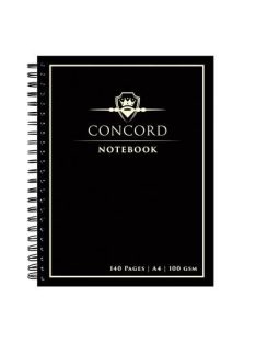   Spirálfüzet, A4, vonalas, 70 lap, CONCORD, fekete (PUCO8956)