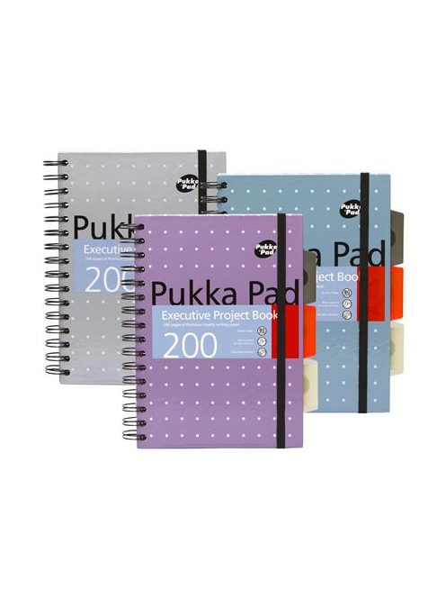 Spirálfüzet, A5, vonalas, 100 lap, PUKKA PAD "Metallic Project Book", vegyes szín (PUP6336)
