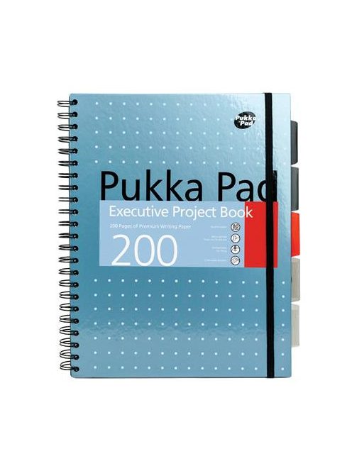 Spirálfüzet, A4+, vonalas, 100 lap, PUKKA PAD "Metallic Project Book", vegyes szín (PUP6970)