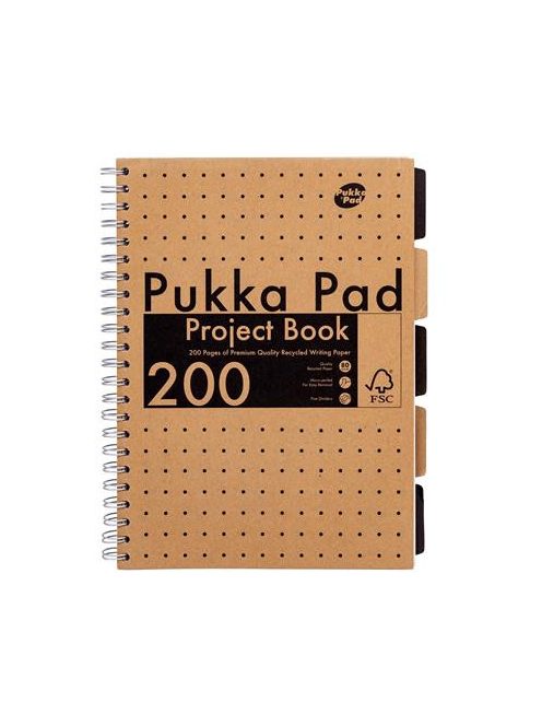 Spirálfüzet, A4, vonalas, 100 lap, PUKKA PAD "Kraft project book" (PUP9566)