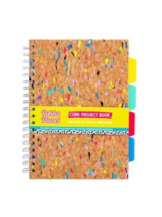   Spirálfüzet, B5, vonalas, elválasztóval, 100 lap, PUKKA PADS "Planet Cork Project Book", parafa (PUP9856)