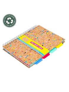   Spirálfüzet, B5, vonalas, elválasztóval, 100 lap, PUKKA PADS "Planet Cork Project Book", parafa (PUP9856)