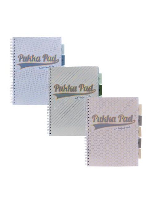 Spirálfüzet, A4, vonalas, elválasztóval, 100 lap, PUKKA PAD "Haze Project Book", vegyes szín (PUP9871)