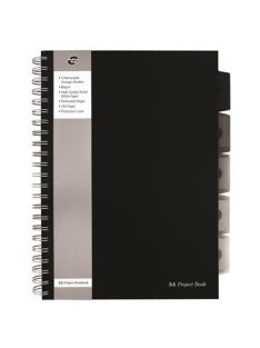   Spirálfüzet, A4, vonalas, 125 lap, PUKKA PAD "Black project book", fekete (PUPBA4V)