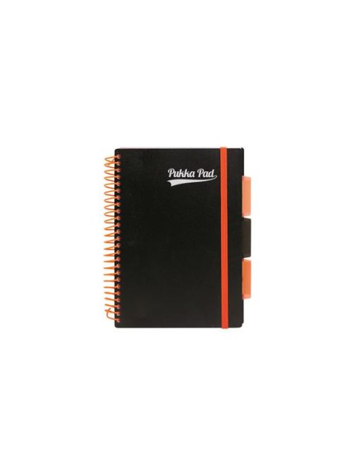 Spirálfüzet, A5, vonalas, 100 lap, PUKKA PAD, "Neon black project book" (PUPN7665V)