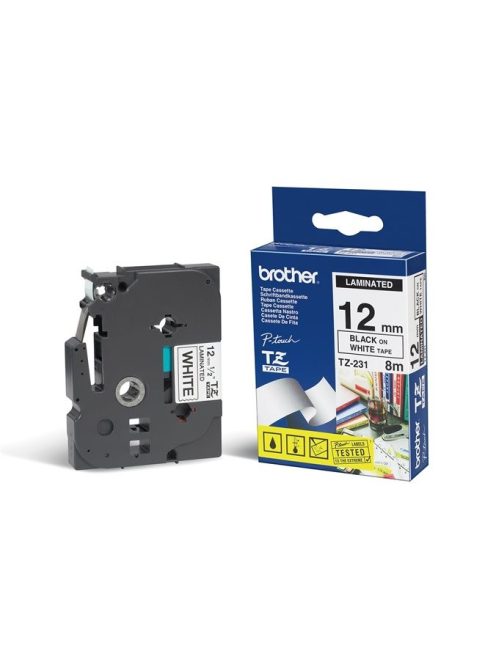 Feliratozógép szalag, 12 mm x 8 m, BROTHER, "TZe-231"fehér-fekete (QPTTZ231)