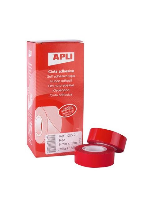 Ragasztószalag, 19 mm x 33 m, APLI, piros (RA12272)