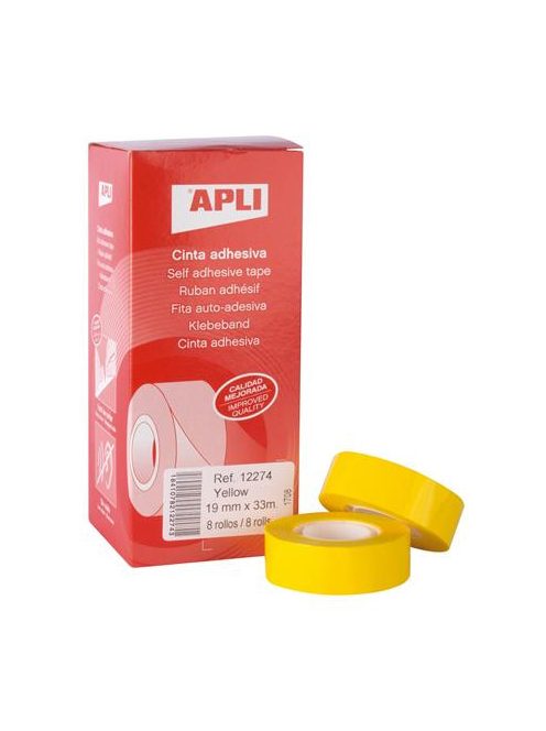 Ragasztószalag, 19 mm x 33 m, APLI, sárga (RA12274)