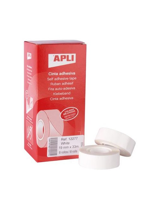 Ragasztószalag, 19 mm x 33 m, APLI, fehér (RA12277)