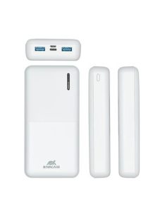   Hordozható akkumulátor, USB-A/USB-C, 20000mAh, 20W, QC/PD, RIVACASE "VA2572", fehér (RHAVA2572W)