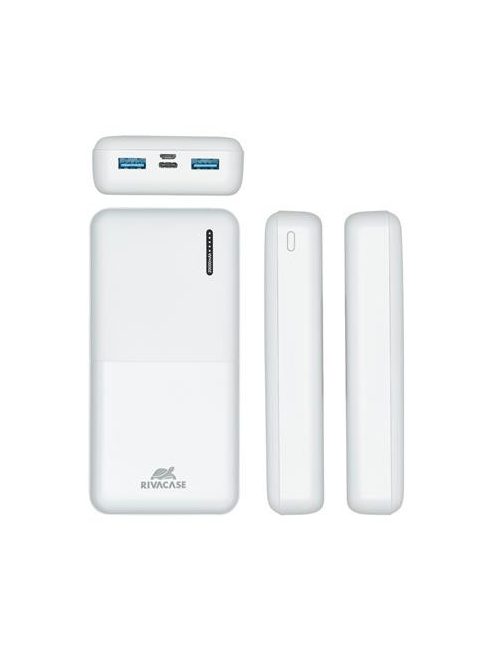 Hordozható akkumulátor, USB-A/USB-C, 20000mAh, 20W, QC/PD, RIVACASE "VA2572", fehér (RHAVA2572W)