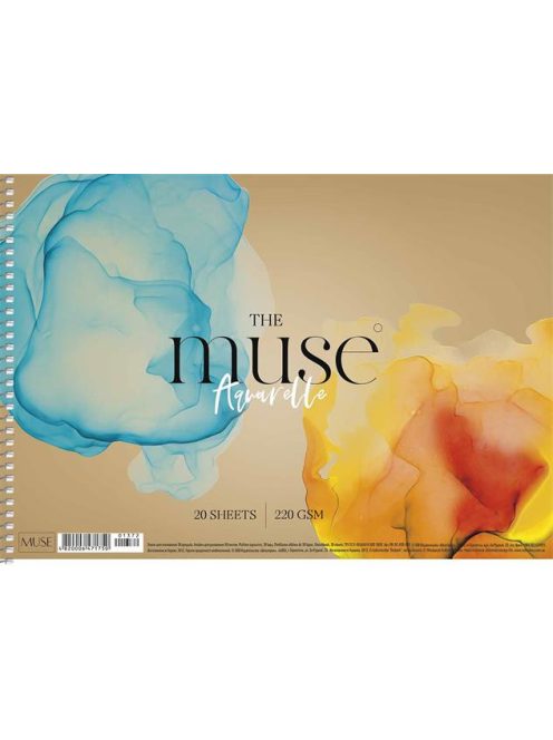 Vázlatfüzet, spirál, A4, akvarell, 20 lap, 220 g, SHKOLYARYK "Aquarelle Muse" (SB20313)