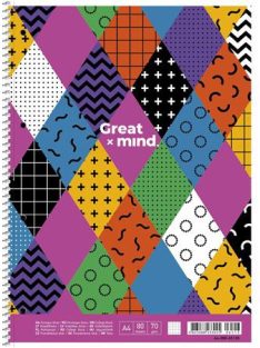   Spirálfüzet, A4+, kockás,, 80 lap, SHKOLYARYK "Great Mind", vegyes (SB806513K)