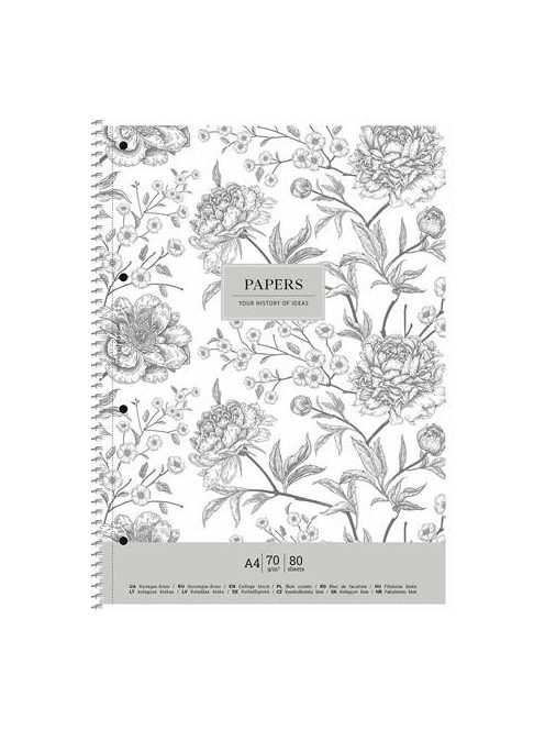 Spirálfüzet, vonalas, A4+, 80 lap, SHKOLYARYK "Vintage flowers", vegyes (SB806700L)