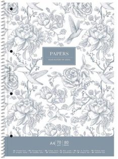   Spirálfüzet, vonalas, A4+, 80 lap, SHKOLYARYK "Vintage flowers", vegyes (SB806700L)