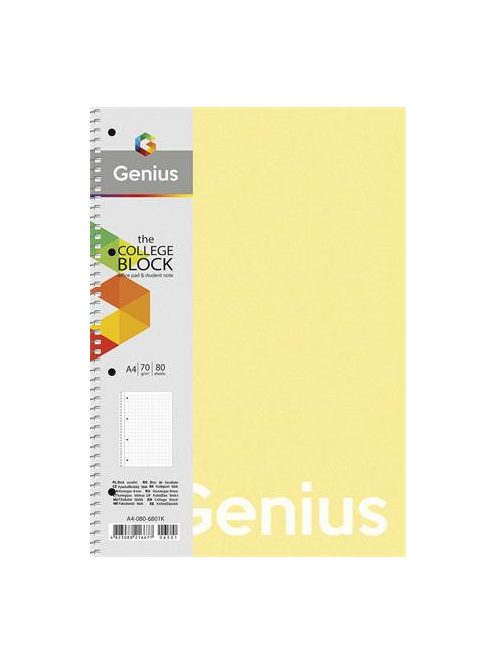 Spirálfüzet, A4, vonalas, 80 lap, PP borító, SHKOLYARYK "Genius Pastel", vegyes (SB806801L)