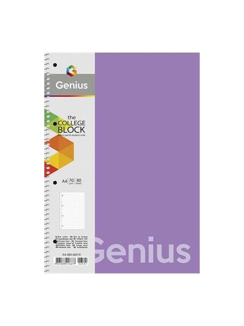 Spirálfüzet, A4, kockás, 80 lap, PP bortító, SHKOLYARYK "Genius", vegyes (SB806803K)