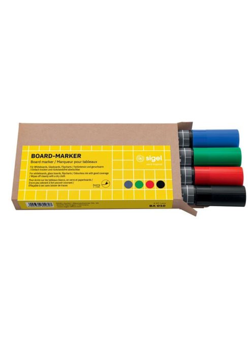 Táblamarker készlet, 2-3 mm, kúpos, SIGEL, 4 különböző szín (SBA010)