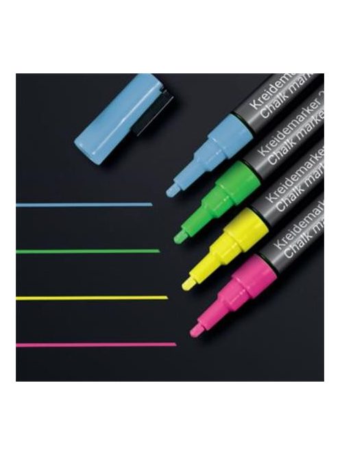 Folyékony krétamarker készlet, kúpos hegy, 1-2 mm SIGEL, 4 különböző szín (SBA179)