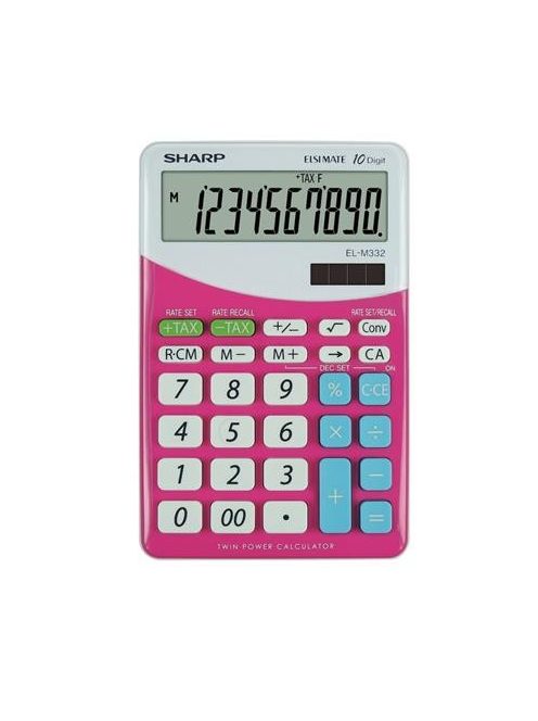 Számológép, asztali, 10 számjegy, SHARP "EL-M332", pink (SHELM332BPK)
