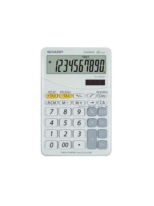 Számológép, asztali, 10 számjegy, SHARP "EL-M332", fehér (SHM332BWH)