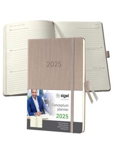   Naptár, A5, heti, 2025, kemény borító, SIGEL "Conceptum", taupe