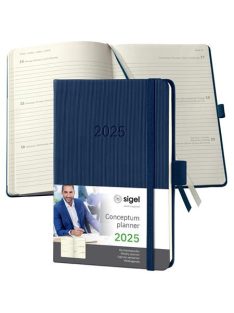   Naptár, A6, heti, 2025, kemény borító, SIGEL "Conceptum", éjkék
