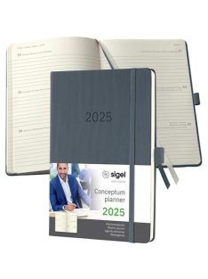   Naptár, A5, heti, 2025, kemény borító, SIGEL "Conceptum", sötét szürke