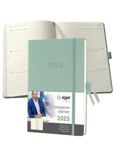   Naptár, A5, heti, 2025, kemény borító, SIGEL "Conceptum", mentazöld