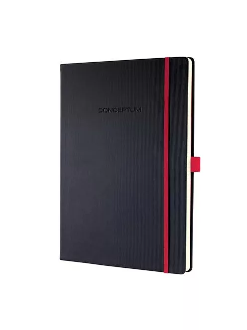 Jegyzetfüzet, exkluzív, A4, kockás, 194 oldal, keményfedeles, SIGEL "Conceptum Red Edition", fekete-piros (SICO660)