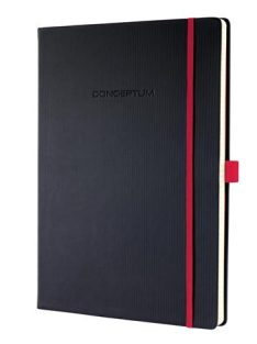   Jegyzetfüzet, exkluzív, A4, vonalas, 194 oldal, keményfedeles, SIGEL "Conceptum Red Edition", fekte-piros (SICO661)