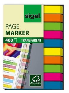   Jelölőcímke, műanyag, 10x40 lap, 6x50 mm, SIGEL "Micro", vegyes szín, 400 lap (SIHN617)